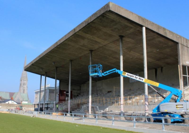 Construction work in progress on the main stand as part of the Markets Field redevelopment project