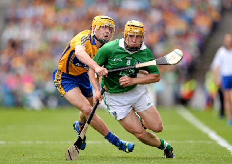 Limerick's Paul Browne and Clare's Colm Galvin in battle during the All-Ireland semi-final in Croke Park