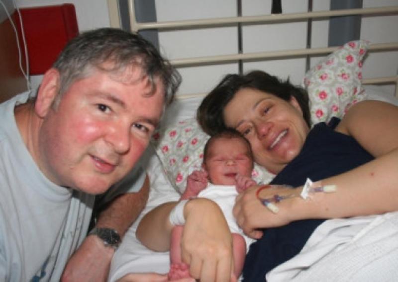 Darren Shan with his wife Bas and baby Dante