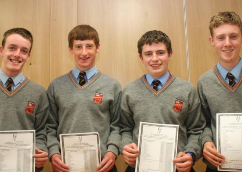 Ard Scoil Ris students Mark Considine, Luke Doherty, Eoin Caffery and Goffrey Keating who all got ten As in their Junior Cert