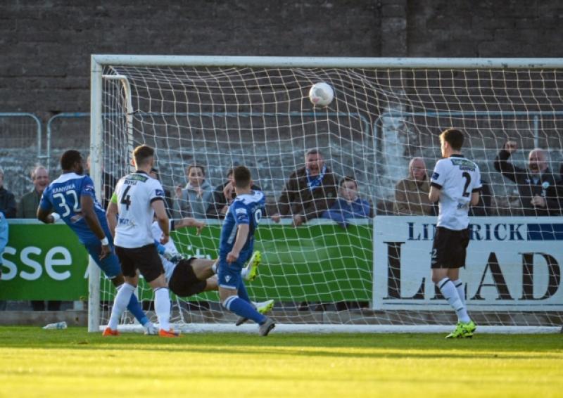 Dean Clarke fires Limerick FC in front in their 3-1 defeat to Dundalk in their Premier Division clash at the Markets Field on Saturday night
