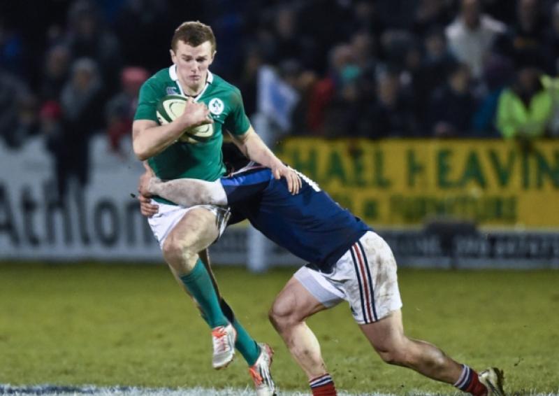 Stephen Fitzgerald in action for Ireland against France in this year's U-12 Six Nations