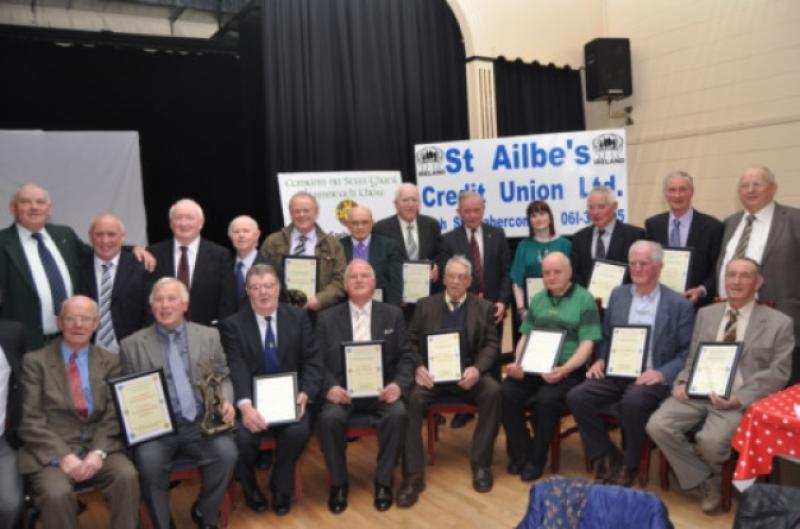 Doing the community proud: this group picture shows those honoured, representatives, committee members and sponsors of the Old Time Gaels of East Limerick award ceremony. Picture: Mike ORiordan