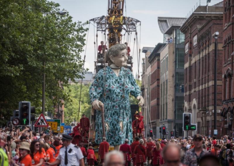 Stalking the streets: Royal de Luxes Grandmother Giant in Liverpool, which is coming to Limerick as the key event of City of Culture from September 5-7