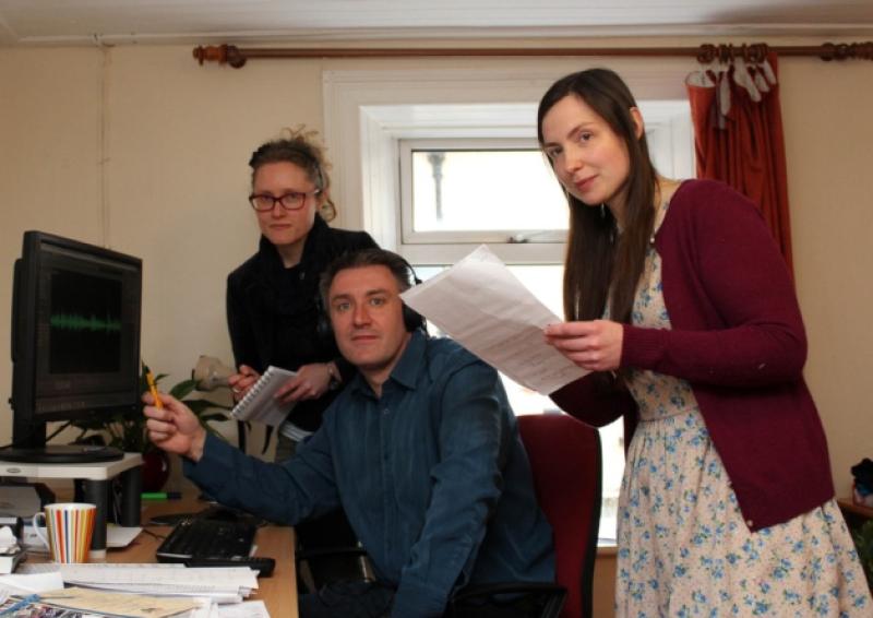 Mairead O, Connor, and Mary Mc Donnell with Diarmuid Mc Intyre at the Grey Heron studios in Kilfinane and (below) Diarmuid with his award in New York