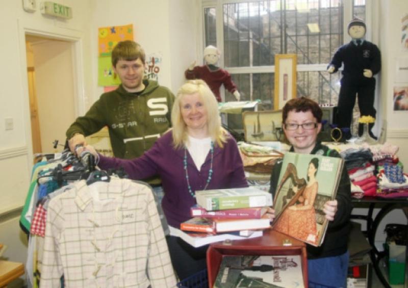 David Russell, Suzanne Roche, and Siobhan Kinkead, at the Indira Iniative Shop. Picture: Michael Cowhey