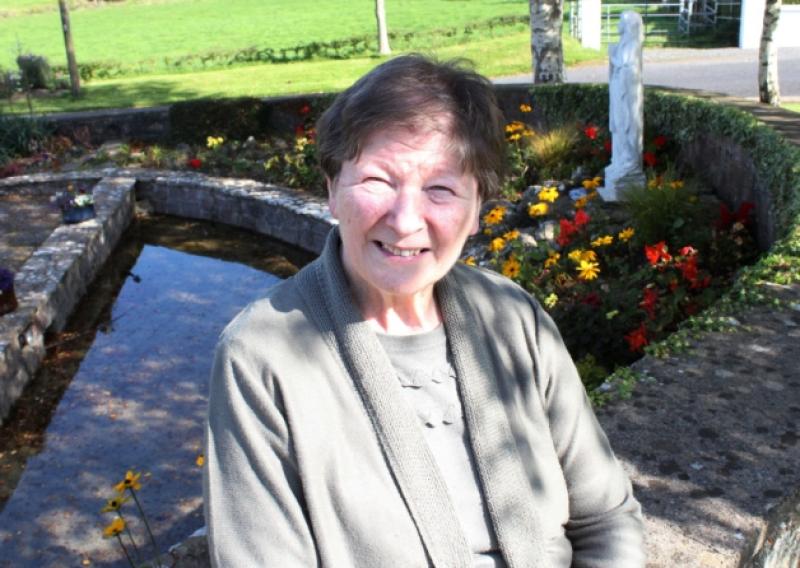 Mary Murphy, niece of the late Bishop Henry Murphy, at his memorial garden in Ardpatrick this week after the village was highly commended by the Tidy Towns judges. Picture: Michael Cowhey