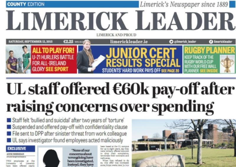 EXCLUSIVE: The front page of this week's Limerick Leader, print edition