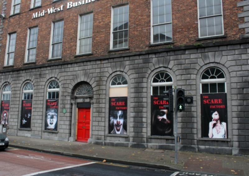 The Scare Factory on Rutlant Street in Limerick, and below, queues for the Halloween experience
