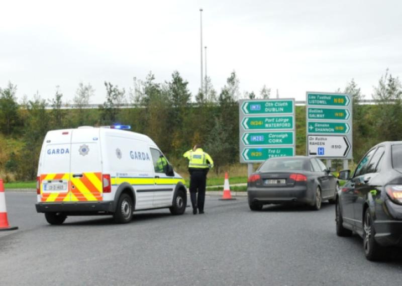 Gardai at the scene of this morning's road collision
