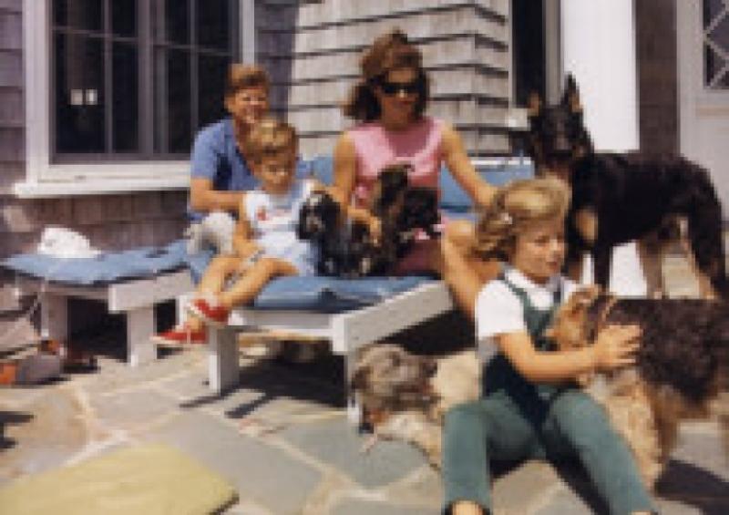 The Kennedy family with Shannon the cocker spaniel in John Jnr's arms