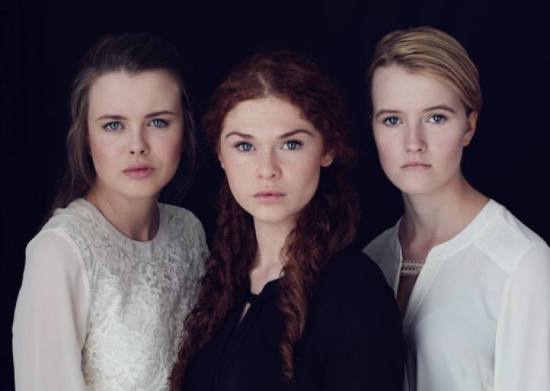 'Olga, Masha and Irina' in Limerick Youth Theatre's production of Chekov's Three Sisters, running in St John's Church in the city until Friday