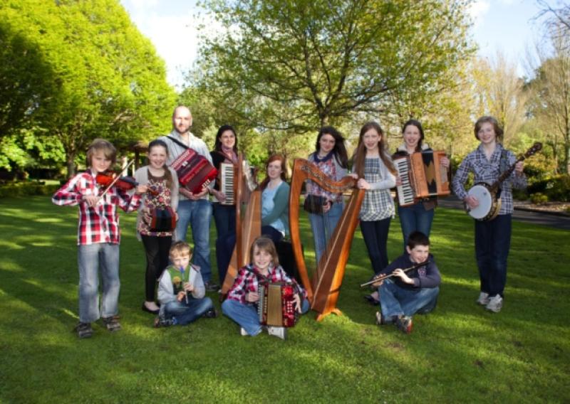 Local musicians in Adare getting tuned up for Feile na Maighe which takes place over the weekend of May 23-25
