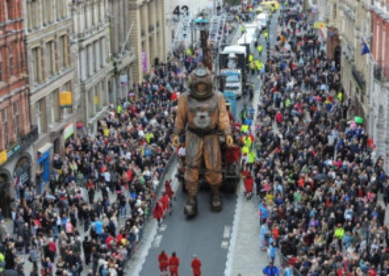 A massive 'puppet show': Royal de Luxe, never performed to less than 400,000 people over three days, is performed on the streets of Liverpool. It could yet come to Limerick later this year