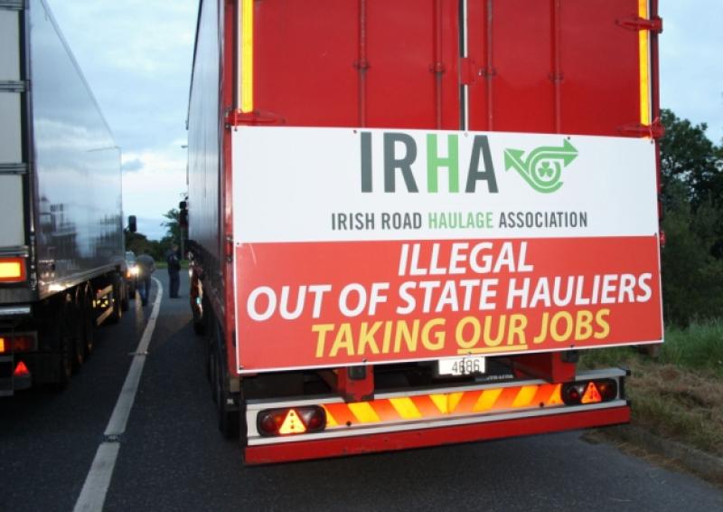 Foynes: the scene of a blockade by members of the Irish Road Haulage Association on Tuesday night