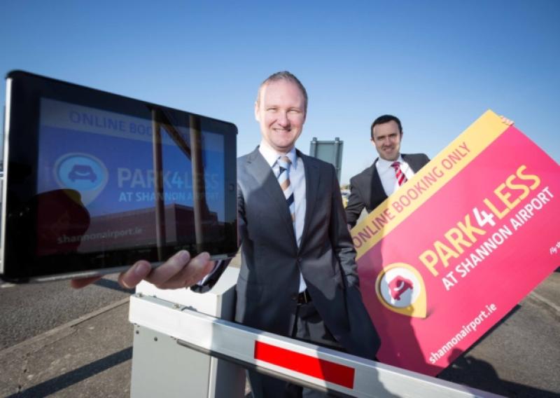 Brian Aherne, head of commercial, and Andrew Murphy, chief commercial officer, Shannon Airport, at the launch of the airport's new online parking offer. Picture: Eamon Ward