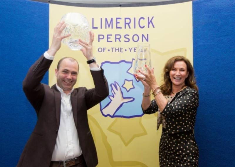 Novelist and Limerick Person of the Year 2013 Donal Ryan and Celia Holman Lee, who won a Lifetime Achievement Award. Picture: Sean Curtin