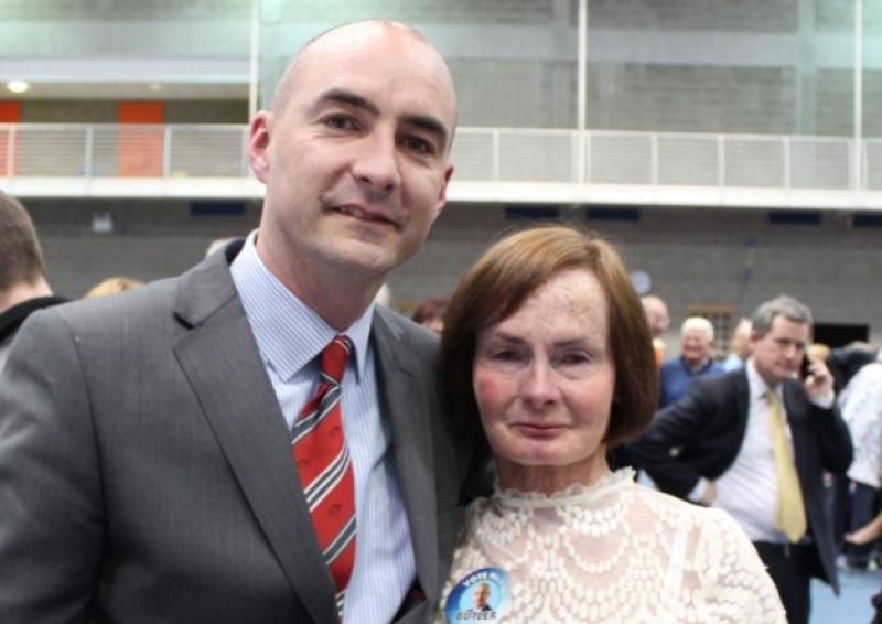 Cllr Daniel Butler was elected for Fine Gael at the first time of asking in Limerick City West on Sunday and is pictured here with his mother Bernie. Picture: Mike Cowhey