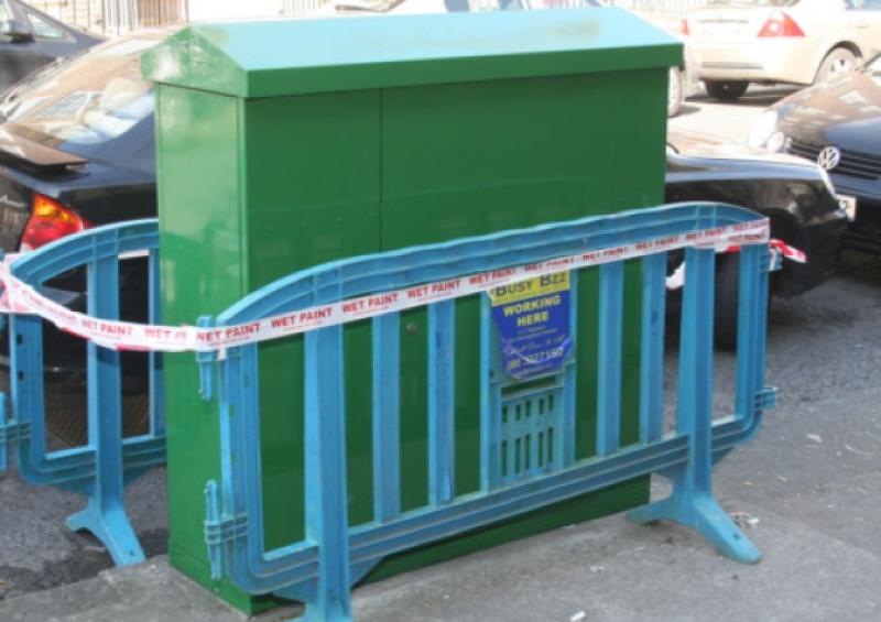 This cable junction box outside Jerry Flannery's bar in Catherine Street has received a fresh coat of paint, and now artwork is set to appear on it. Picture: Adrian Butler