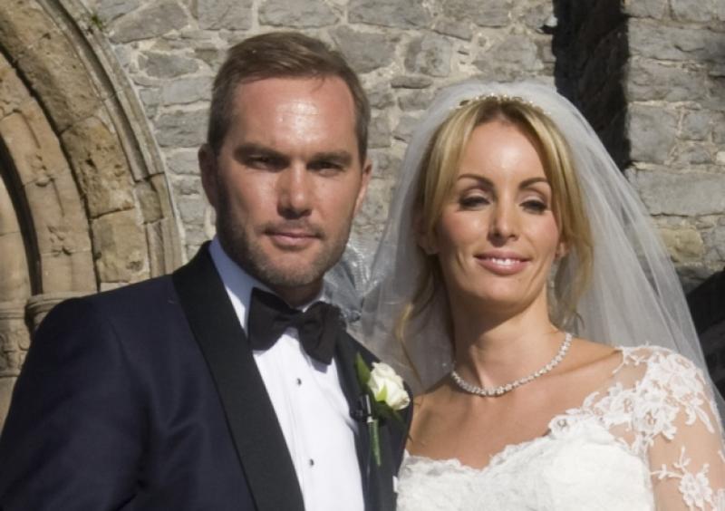 Celeb wedding: Jason McAteer and Lucy Edwards leave St Mary's Cathedral following their wedding. Picture: Liam Burke/Press 22