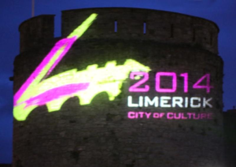 The new Limerick City of Culture logo was unveiled over the weekend when it was projected on to the turret of King John's Castle during the Riverfest fireworks display [Picture Liam Burke/Press 22]