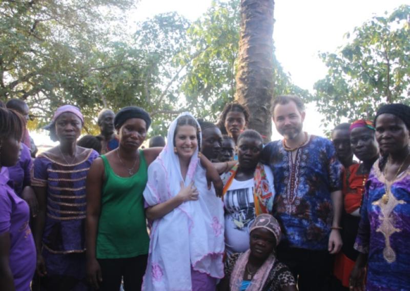 Johnny Murnane and his wife Carine Hejazi who got married in Sierra Leone recently, just days after his surprise proposal.  Johnny took part in the marathon to raise funds for children who have been orphaned as a result of the Ebola virus and promote a country he describes as paradise. Pictures: Angus Clacher