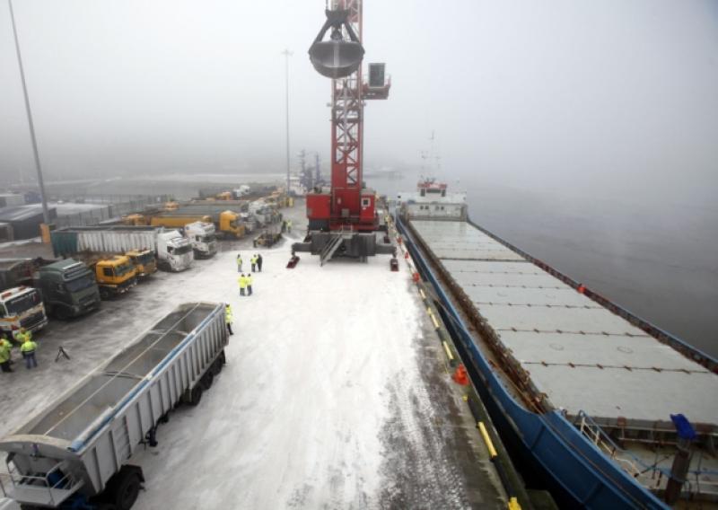 A shipment of salt arrives in Foynes harbour last winter. Picture: Don Moloney/Press22