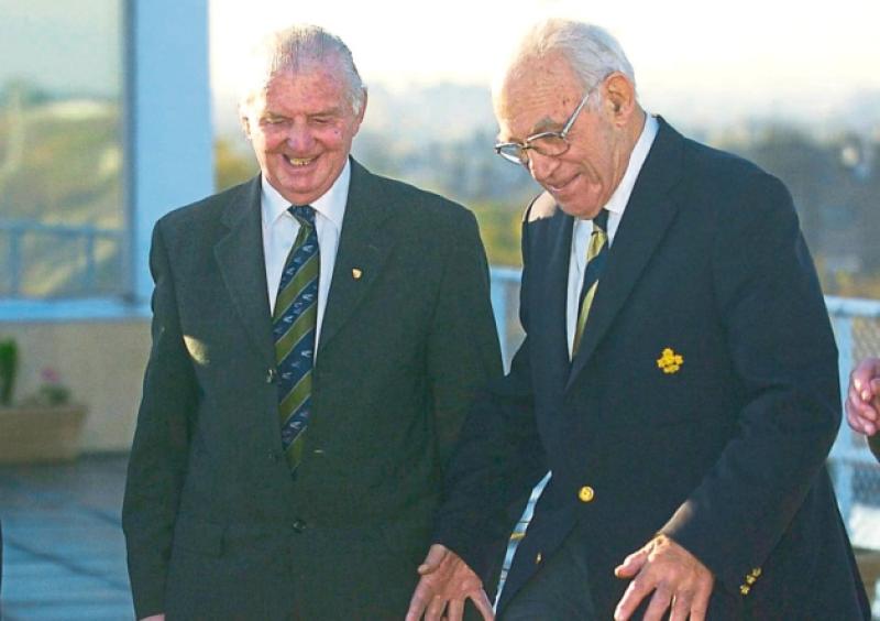 Grand slam winning Ireland player Paddy Reid, left, pictured with Jimmy Nelson, sadly died on Friday, aged 91 years. Picture: Brendan Moran / SPORTSFILE