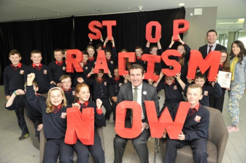 Caherline National School won a national award for their project on showing racism the red card