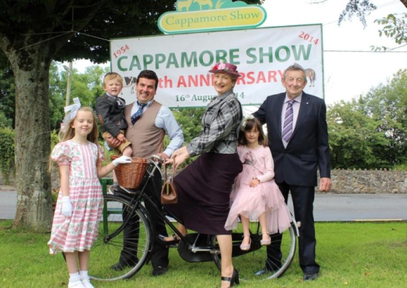 Off to Cappamore Show on a High Nelly: Mary Berkery, Jane Keating, Shane Blackwell with James O'Kelly, Louise O'Kelly and Jimmy McCarthy, founder member, are dressed to impress for the 60th show in Po