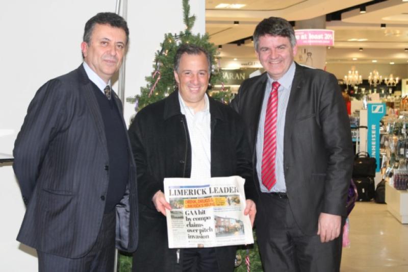 Mexican Minister is searching for his Limerick rootsMexican Leader Jos� Antonio Meade Kuribre�a (centre) is pictured at the Shannon Airport Duty Free with a copy of the Limerick Leader during his inaugural visit to Ireland. There to greet him are (left) the Mexican Ambassador H. E. Carlos Garcia de Alba and Neil Pakey CEO, Shannon Airport