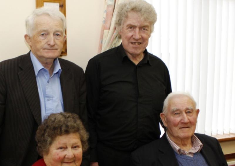No problem blowing out candles: John Mulcahy celebrates his 90th birthday in Cappamore Day Care Centre with wife Breda, Fr Dick Browne, Pat Fogarty. Picture: Brendan Gleeson