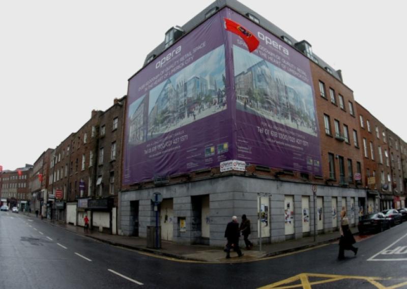 The Opera Centre site as it looked before it was bought by Limerick City and County Council. The sex shop is located on Ellen Street