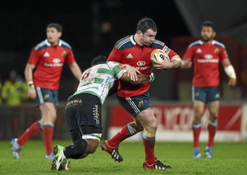 Munster's Damien Varley is tackled by Manoa Vosawai, of Treviso, in their RaboDirect PRO12 clash at Thomond Park on Saturday night