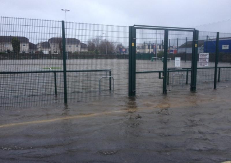 The Laurel Hill astro turf - under water during the February floods