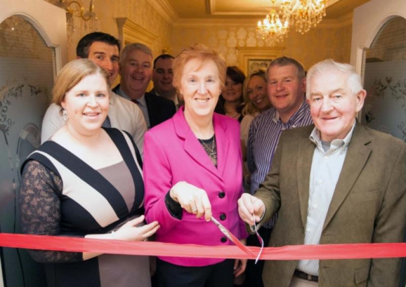 Dick and Mary Fitzgerald surrounded by their children Elaina, Conor, David and Richard and other family members at the opening of Fieldings Restaurant in the Woodlands House Hotel last year