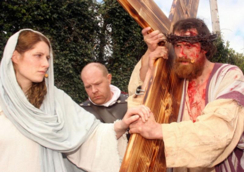 Jenny Mulcahy as Mary and Garry Fraher as Jesus in the Passion 2014 near Nicker Church      Picture by Dave Gaynor
