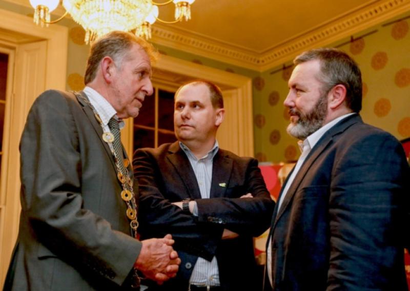 Mayor Cllr Michael Sheahan with Joe Nash of Live 95FM and series producer Brian Kelly at the launch of Voices from the River City