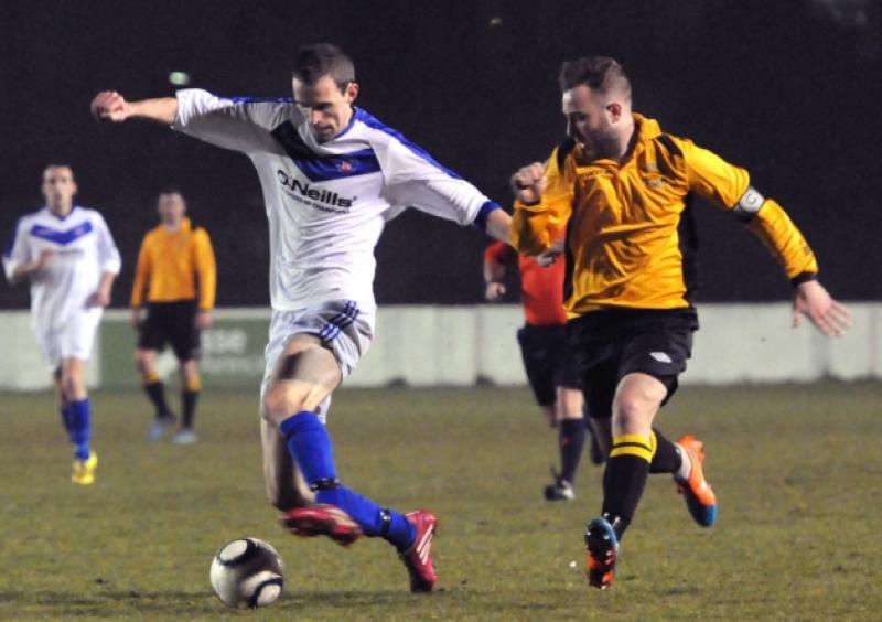 Kieran O' Connell, of Limerick, in action against David Grincell, Kilkenny, in their Oscar Traynor Cup quarter-final at Jackman Park on Friday night