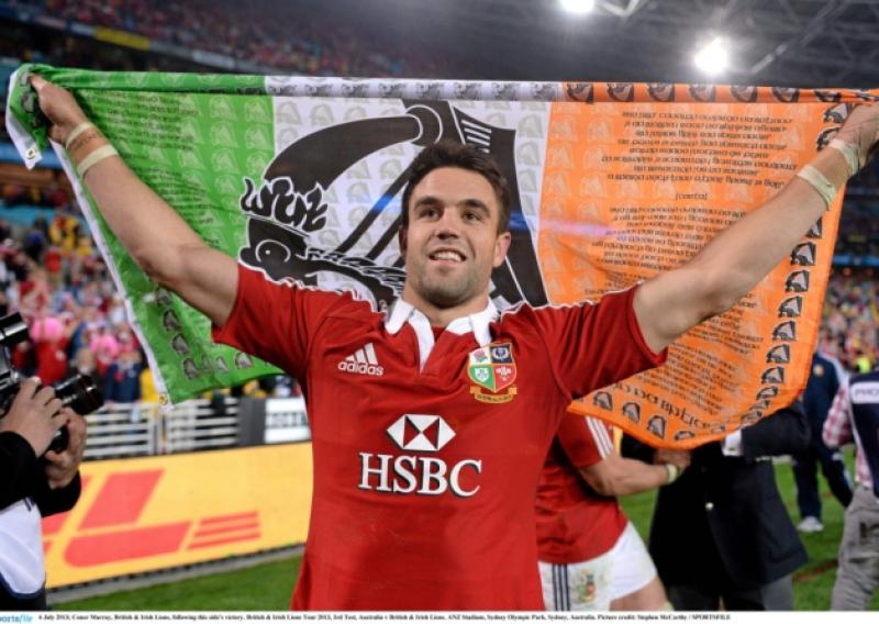 Conor Murray carries an Irish flag after featuring for the Lions in Saturday's series win over Australia