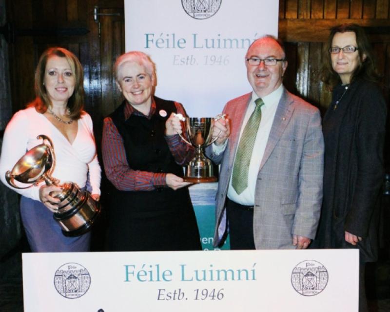 Eileen Fitzgerald with arts officer Sheila Deegan, John Doyle, president and Janet Woods, PRO of Feile Luimni. Picture: Dave Gaynor