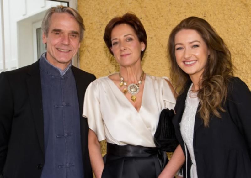 Jeremy Irons, with event sponsor Vicki O'Toole, managing director of JJ O'Toole Ltd and her daughter Chloe at the Adare event. Picture: Ita West