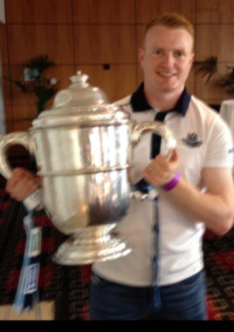 Maurice O'Brien with the Bob O'Keeffe Cup after winning the Leinster SHC