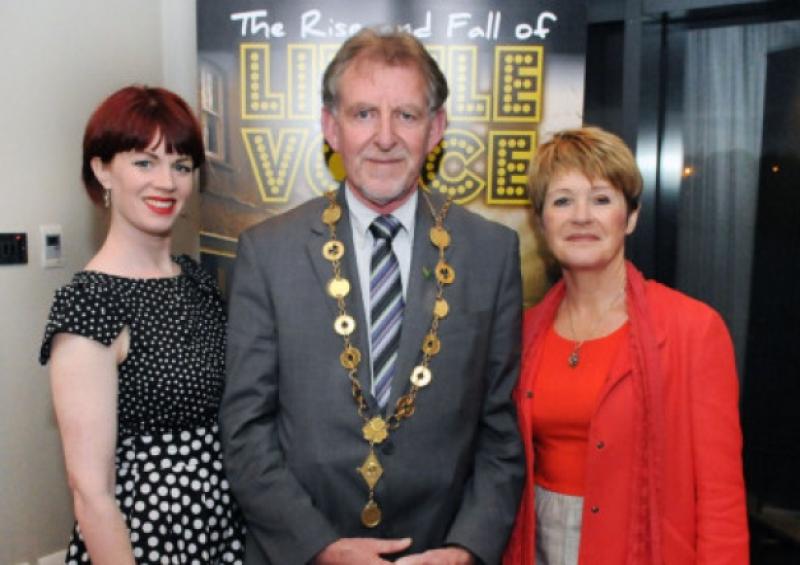 Jean McGlynn, who plays Little Voice, Mayor Michael Sheahan and Roisin Meaney, author at the College Players' launch. Picture: Gareth Williams