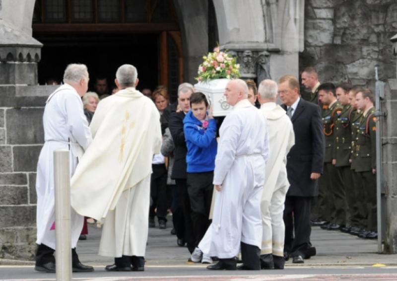 Sophie Mulcahy's coffin is carried from St John's Cathedral following her funeral mass [Picture: Gareth Williams]