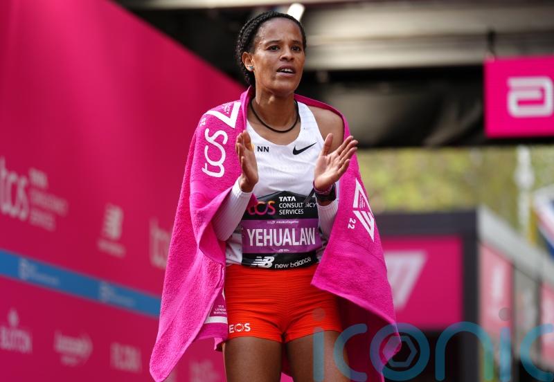 Yalemzerf Yehualaw recovers from fall to win London Marathon women’s race