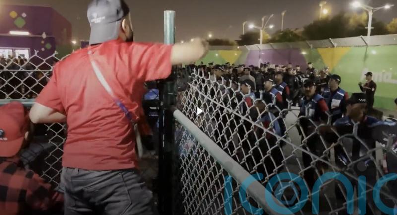 Riot police deployed outside stadium for Morocco v Spain game