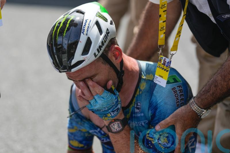 Mark Cavendish’s Tour de France record attempt ends with stage eight crash