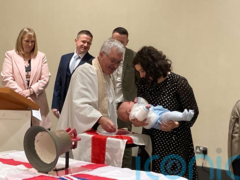 Old naval tradition revived on historic warship with triple christening
