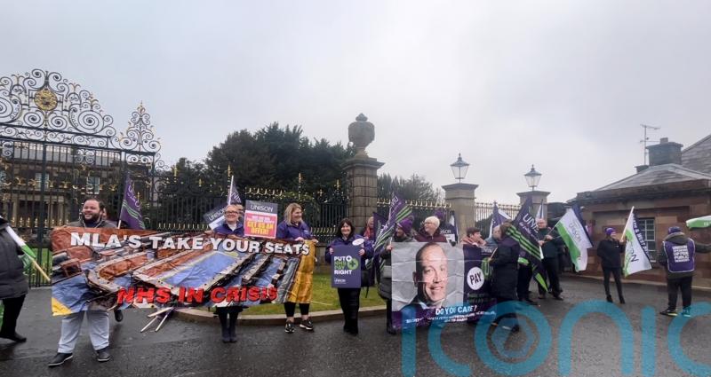 Party leaders confronted by union reps before talks on Stormont finances